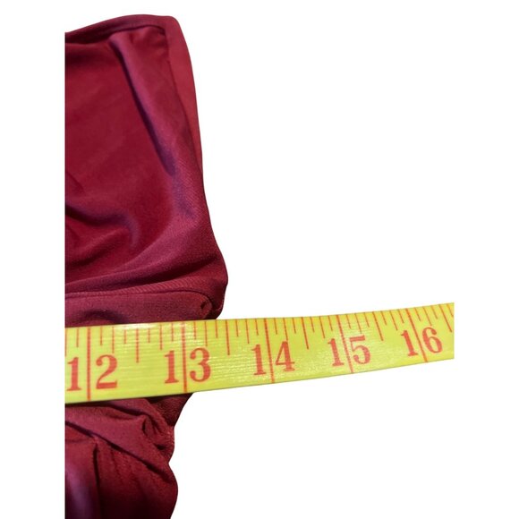 BCBGeneration Draped Pocket V-Neck Cocktail Dress Size M Burgundy - Picture 8 of 9